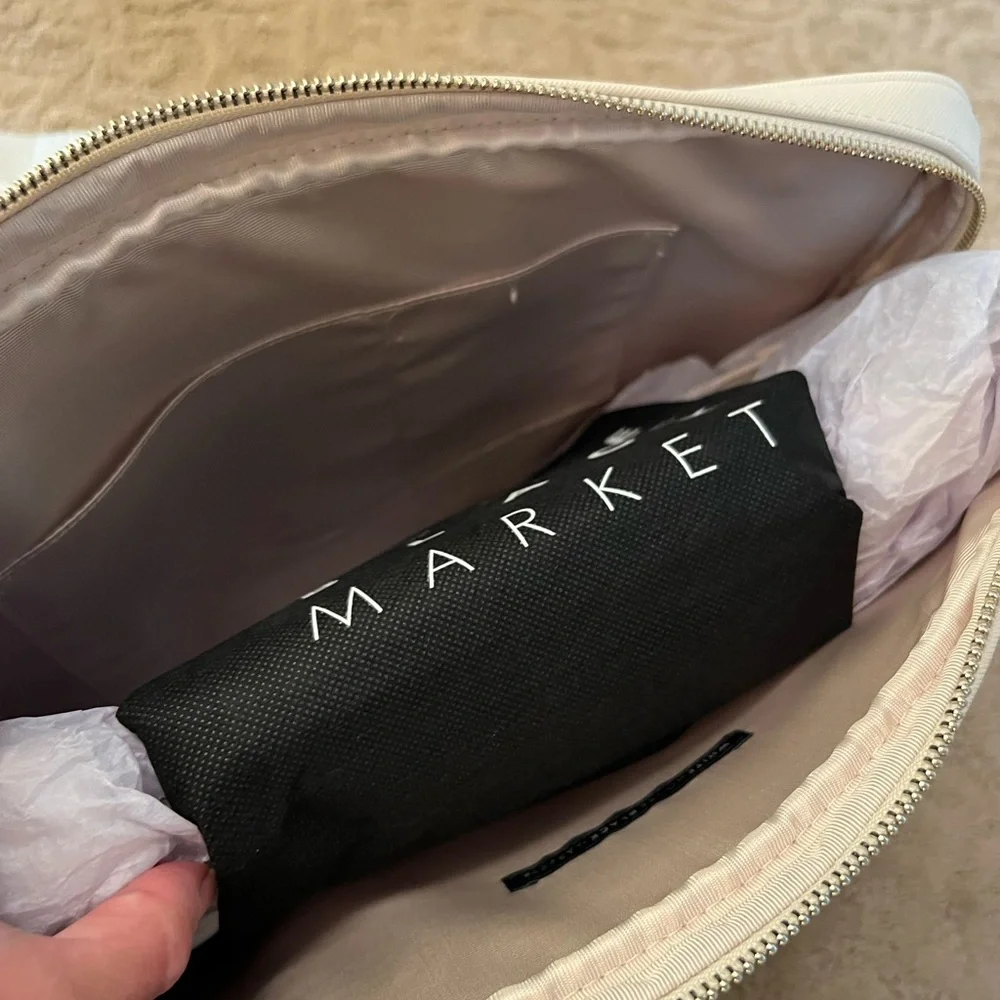 White House Black Market Beige Snake-Print Satchel